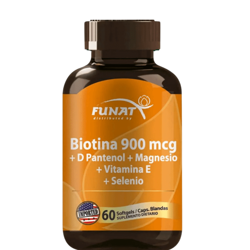 Biotina 900 mcg Pantenol Magnesio Vitamina E Selenio x60 - Funat