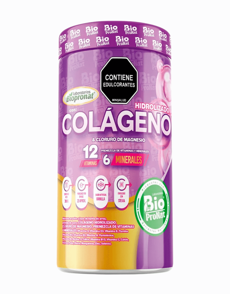 Colágeno Hidrolizado Y Cloruro de Magnesio 12 vitaminas y 6 minerales 700g - Biopronat