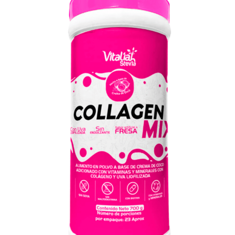 Colágeno Hidrolizado Fresa con Uva 700g - Vitaliah Stevia