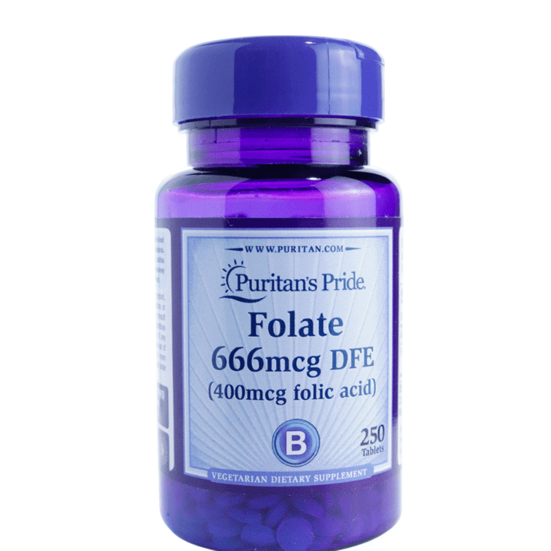 Folate 666mcg DFE x250 Tabletas - Puritan´s Pride
