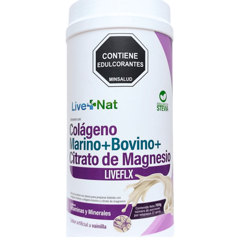 Liveflx Colágeno Marino Hidrolizado y Citrato de Magnesio 700 g Live + Nat