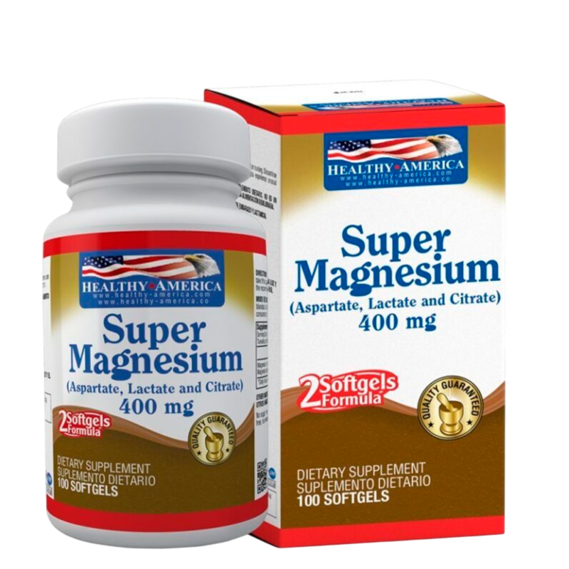 Super Magnesio ( Aspartato, Lactato, Citrato ) 400mg - Healthy America