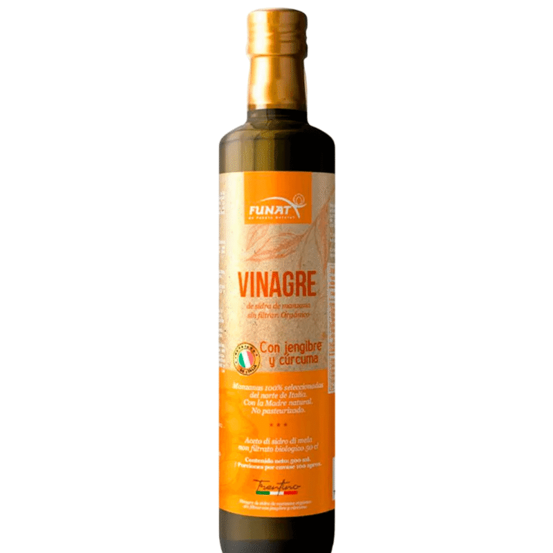 Vinagre de Sidra de Manzana Orgánico con Jengibre y Curcuma - Funat 500 ml